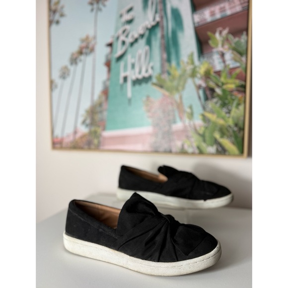 A New Day Black Knotted Knot Bow Suede Slip On Sneakers Comfort Loafers Size 11 - Picture 1 of 8